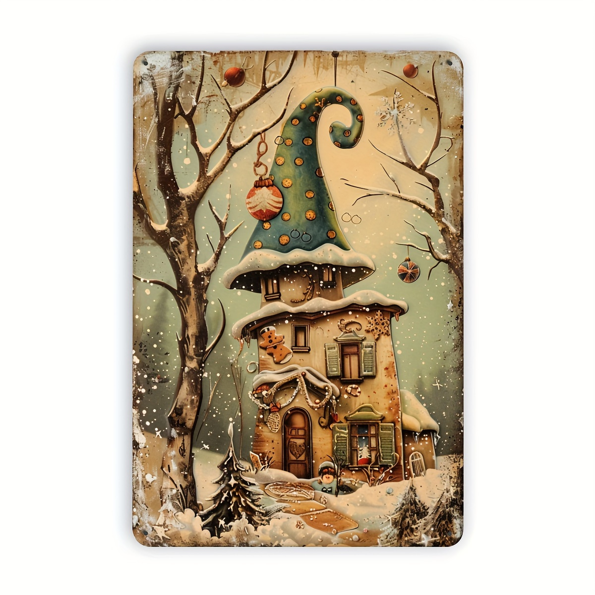 Home Office With Library - 1 Metalowy szyld blaszany w stylu