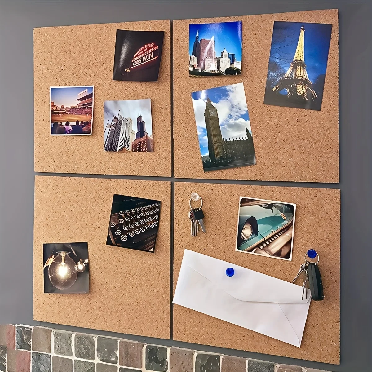Home Office Image - Tablica korkowa bezramowa, samoprzylepna, dekoracyjna, do