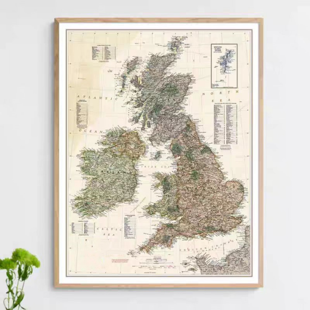 Vintage HD Mapa Wielkiej Bryta – Home Office With Library recenzja i cena