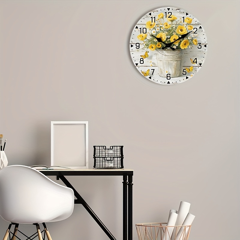 Rustykalny żółty zegar ścienny – Home Office With Library recenzja i cena
